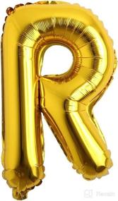 img 3 attached to 🎈 Gold 16-Inch Alphabet and Number Balloons for Wedding and Birthday Party Decorations - Hanging Foil Film Balloon Banner - Air Mylar Balloons (16 inch Gold R)