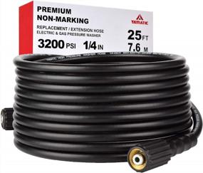 img 4 attached to 25 FT 1/4" Pressure Washer Hose By YAMATIC - Kink Free M22-14Mm Brass Thread, 3200 PSI Compatible With Most Brands