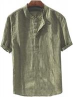 mens linen henley shirt casual short sleeve t shirt pullovers tees button cotton shirts smuuer beach tops logo