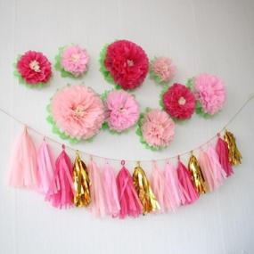 img 1 attached to 🌸 Mybbshower Pink Paper Flower Wedding Centerpiece Birthday Party Backdrop Nursery Wall Home Decor Pack of 9