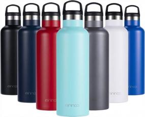 img 4 attached to Stainless Steel Vacuum Insulated Double-Wall Thermos Water Bottle With Handle Lid - Perfectly Insulated For On-The-Go Use