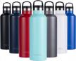 stainless steel vacuum insulated double-wall thermos water bottle with handle lid - perfectly insulated for on-the-go use logo