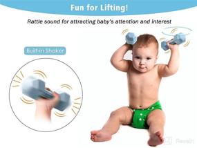 img 1 attached to 🧸 Blue Silicone Baby Dumbbell Teething Toy - Safe, 100% Food-Grade Infant Rattle for Boys and Girls - Promotes Sensory Development, Exercise, and Weight Training (1pcs 4.8oz)