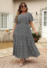 img 3 attached to Nemidor Womens Plus Size Boho Ditsy Floral Print Casual Layered Flared Maxi Dress With Pocket NEM304