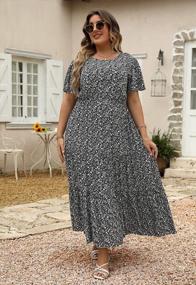 img 1 attached to Nemidor Womens Plus Size Boho Ditsy Floral Print Casual Layered Flared Maxi Dress With Pocket NEM304