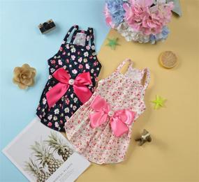 img 1 attached to 🌸 MSNFOASM 2pcs: Stylish Spring Summer Puppy Dog Dress with Cute Colored Sunflower Dog Bow Skirt for Small Girl Dogs