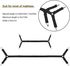 img 1 attached to 🛏️ QoeCycth Bed Sheet Holder Straps - Set of 2 Adjustable Crisscross Fitted Sheet Band Straps - Triangle Elastic Mattress Cover Fasteners for All Bed Sheets & Covers