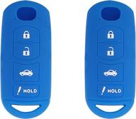 🔑 bar autotech blue remote key silicone rubber keyless entry shell case fob and key skin cover for mazda 3 6 cx-7 cx-9 mx-5 miata, 4 buttons, pack of 2 логотип