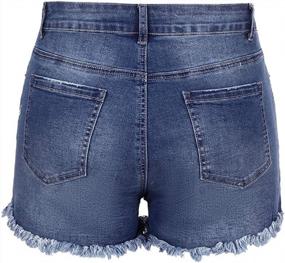 img 3 attached to Stretchy Mid-Rise Denim Shorts For Women With Frayed Raw Hem And Ripped Details - Perfect For Casual Wear From THUNDER STAR