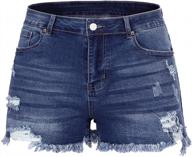 stretchy mid-rise denim shorts for women with frayed raw hem and ripped details - perfect for casual wear from thunder star logo