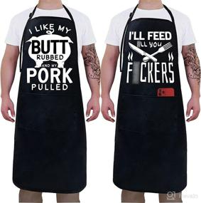 img 4 attached to 🎁 2 Pack Funny Aprons for Men- Perfect Birthday Gifts for Dad, Kitchen Chef Aprons for Grilling, Cooking, BBQ.