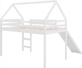 img 1 attached to Merax Wood Twin Loft Bed With Slide, House Bed With Slide, Roof And Ladder Easy Assembly, No Box Spring Needed (72''H, White)