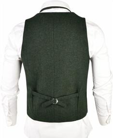 img 1 attached to Upgrade Your Style With VOBOOM Mens Herringbone Fullback Wool Tweed Suit Vest