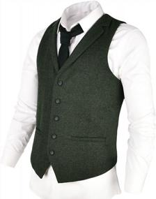 img 3 attached to Upgrade Your Style With VOBOOM Mens Herringbone Fullback Wool Tweed Suit Vest