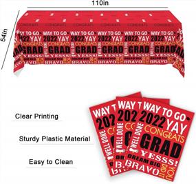 img 3 attached to Class Of 2022 Graduation Party Supplies - DAZONGE Pack Of 3 Large Tablecloths (54”X110”), Red Spill-Proof Congrats Grad Decorations For Any Grade