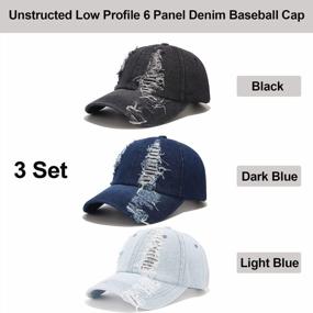 img 2 attached to 3 Pack Cotton Baseball Cap Dad Hat Vintage Distressed Low Profile Unstructured Adjustable For Women Men