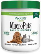 🐾 macrolife naturals macropets supplement greens superfood topper for dogs, cats, and small mammals - natural nutrition boost with probiotics, digestive enzymes, and vitamin e - enhance immunity, gut flora and energy - 6.35oz логотип