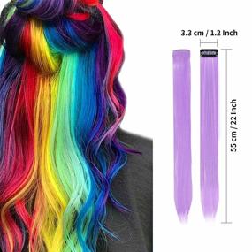 img 2 attached to 12-Piece Rainbow Hairpiece For Kids Girls & Women - Highlight Your Party With Multi-Color Synthetic Hair Extensions!