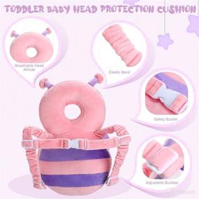 img 2 attached to Ultimate Baby Protection Set: Toddler Head Cushion Backpack, Anti-Slip Knee Pads, Safety Socks - Butterfly Style