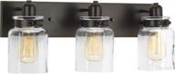 🚿 antique bronze farmhouse bath vanity light with calhoun collection and 3-light clear glass логотип