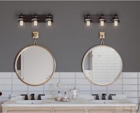 img 2 attached to 🚿 Antique Bronze Farmhouse Bath Vanity Light with Calhoun Collection and 3-Light Clear Glass