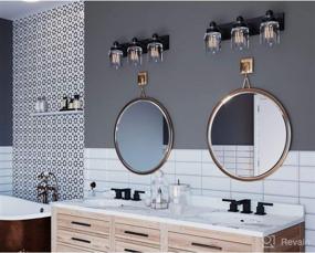 img 1 attached to 🚿 Antique Bronze Farmhouse Bath Vanity Light with Calhoun Collection and 3-Light Clear Glass