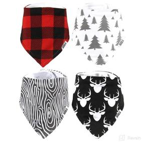 img 4 attached to 🦌 Stadela 100% Cotton Baby Bandana Drool Bibs 4 Pack Set for Boys - Lumberjack Deer Woodland Forest Theme