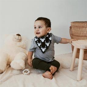 img 3 attached to 🦌 Stadela 100% Cotton Baby Bandana Drool Bibs 4 Pack Set for Boys - Lumberjack Deer Woodland Forest Theme