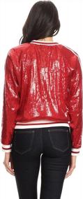img 3 attached to Stylish Sequin Bomber Jacket With Track Stripes And Front Zip For Women By Anna-Kaci