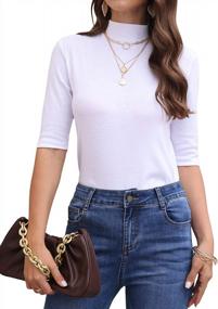 img 4 attached to Stay Chic And Comfy With LaLaLa'S Slim Fit Half-Sleeve Mock Turtleneck Tunic Tops For Spring