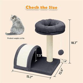 img 3 attached to 🐱 Yashong Cat Scratching Post - 4-in-1 Sisal Rope Cat Claw Scratcher with Arched Scratcher, Thickened Bottom Plate, Padded Lying Bed, and Toy - The Best Scratch Cat Tree for Kittens and Large Kitty Cats