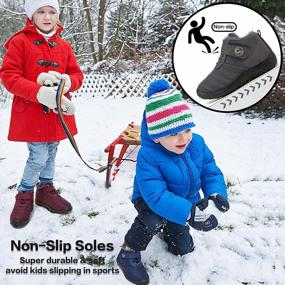 img 3 attached to Warm Fur-Lined Snow Boots For Boys And Girls: Comfy Outdoor Slip-On Walking And Hiking Shoes For Toddlers And Little Kids