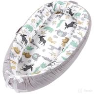 👶 soft cotton baby lounger for co-sleeping – perfect newborn shower gift, white (new animal) логотип