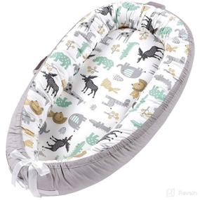 img 4 attached to 👶 Soft Cotton Baby Lounger for Co-Sleeping – Perfect Newborn Shower Gift, White (New Animal)