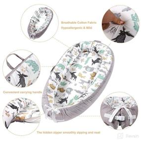 img 2 attached to 👶 Soft Cotton Baby Lounger for Co-Sleeping – Perfect Newborn Shower Gift, White (New Animal)