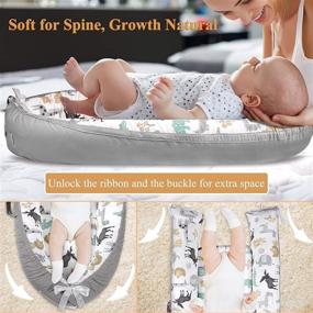 img 3 attached to 👶 Soft Cotton Baby Lounger for Co-Sleeping – Perfect Newborn Shower Gift, White (New Animal)