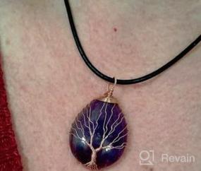 img 7 attached to POTESSA Copper Wire Wrapped Amethyst Opal Teardrop Heart Pendant 🌳 Necklace - Tree of Life Gemstone Healing Chakra Necklace Choker, 18 inches