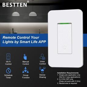 img 3 attached to Smart Wall Switch With Remote Control, Timer Functions & Compatible With Alexa/Google Assistant - BESTTEN Single Pole WiFi Light Switch
