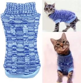 img 4 attached to 🐾 Wiz BBQT Pet Sweater: Casual yet Elegant Turtleneck Knitted Outerwear for Cats and Dogs, Complete with Collar — Stylish Knitwear Perfect for Your Pets