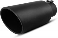 upgrade your ride with autosaver88's black powder coated stainless steel exhaust tip - 4" inlet, 6" outlet, and 15" long compatible with 4" outside diameter tailpipe logo