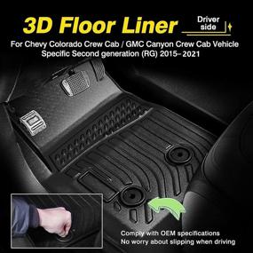 img 3 attached to Custom Fit Floor Mats for 2015-2022 Chevy Colorado Crew Cab/GMC Canyon Crew Cab | Cartist TPO Odorless High Edge Floor Liners 1st & 2nd Row | Ultimate Carpet Protection