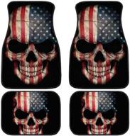 american flag skull car floor mat 4 pieces universal durable front/rear carpet fit suv sedan truck логотип