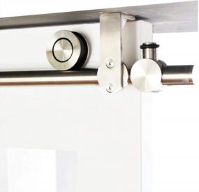 img 4 attached to DIYHD Stainless Steel Sliding Barn Door Kit With Concentric Circles Roller, Ceiling Mount Hardware, 8Ft Track Length, Single Door