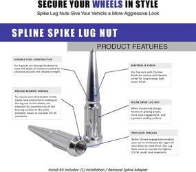 img 2 attached to Enhance Your Wheel's Style with 32 Chrome Spiked Metal Lug Nuts - M14x1.5 Thread, 4.4 Inch Tall, Closed End Bulge Acorn Spike Design - Complete Set with 1 Long Socket Key