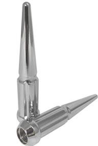 img 1 attached to Enhance Your Wheel's Style with 32 Chrome Spiked Metal Lug Nuts - M14x1.5 Thread, 4.4 Inch Tall, Closed End Bulge Acorn Spike Design - Complete Set with 1 Long Socket Key