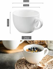 img 3 attached to Enjoy Your Coffee And Soups In Style With LAUCHUH'S Large Porcelain Mugs - Set Of 2 - Jumbo Size - 24 Ounce Capacity - Perfect For Latte And Cappuccino