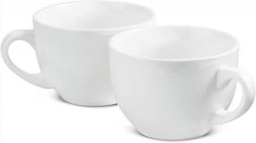 img 4 attached to Enjoy Your Coffee And Soups In Style With LAUCHUH'S Large Porcelain Mugs - Set Of 2 - Jumbo Size - 24 Ounce Capacity - Perfect For Latte And Cappuccino