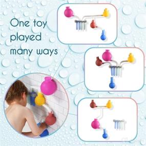 img 3 attached to STEM Inspired Toddlers Bath Toys - PLAYFRIENDS Gifts: No Mold Bathtub Waterfall Silicone Sensory Toy Set with Wall Suction, for Extended Hours of Kids Bath Tub Fun Time