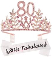 80th birthday gifts for women, crystal tiara and sash set, fabulous 80th sash and tiara, decorations for 80th birthday women, party supplies for happy 80th birthday celebration logo