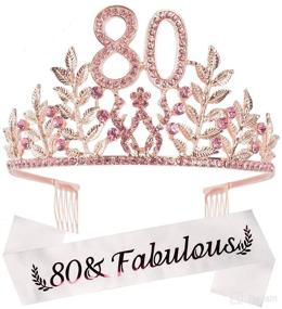 img 4 attached to 80th Birthday Gifts for Women, Crystal Tiara and Sash Set, Fabulous 80th Sash and Tiara, Decorations for 80th Birthday Women, Party Supplies for Happy 80th Birthday Celebration